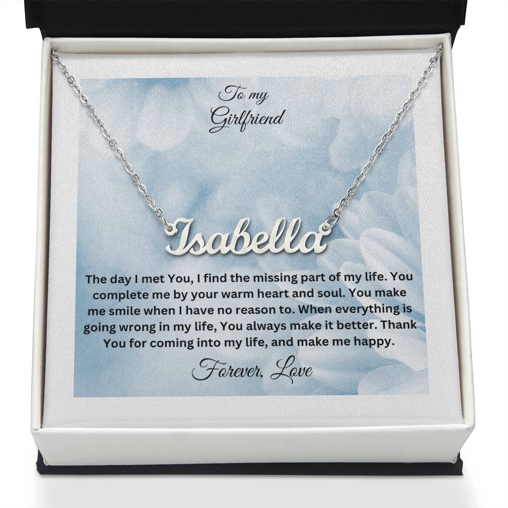 Personalized Name Tag with message card for your Girlfriend