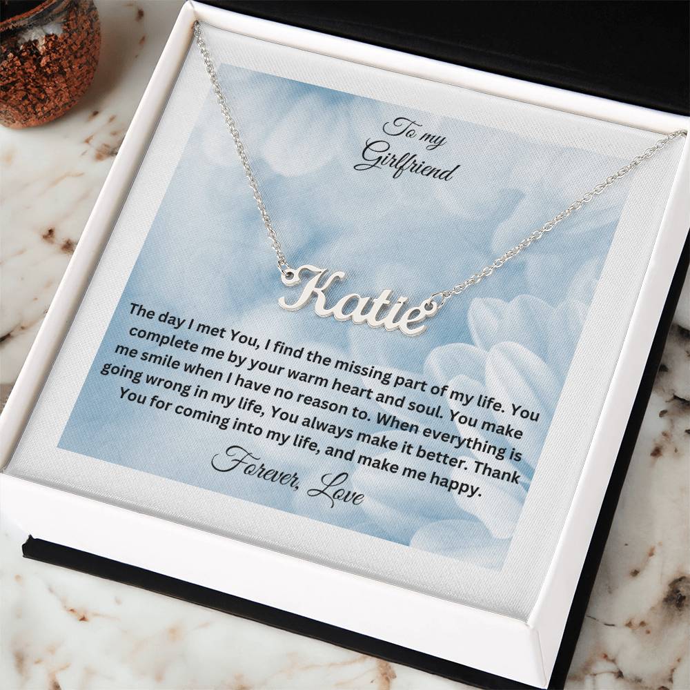 Personalized Name Tag with message card for your Girlfriend