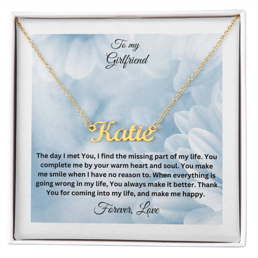 Personalized Name Tag with message card for your Girlfriend