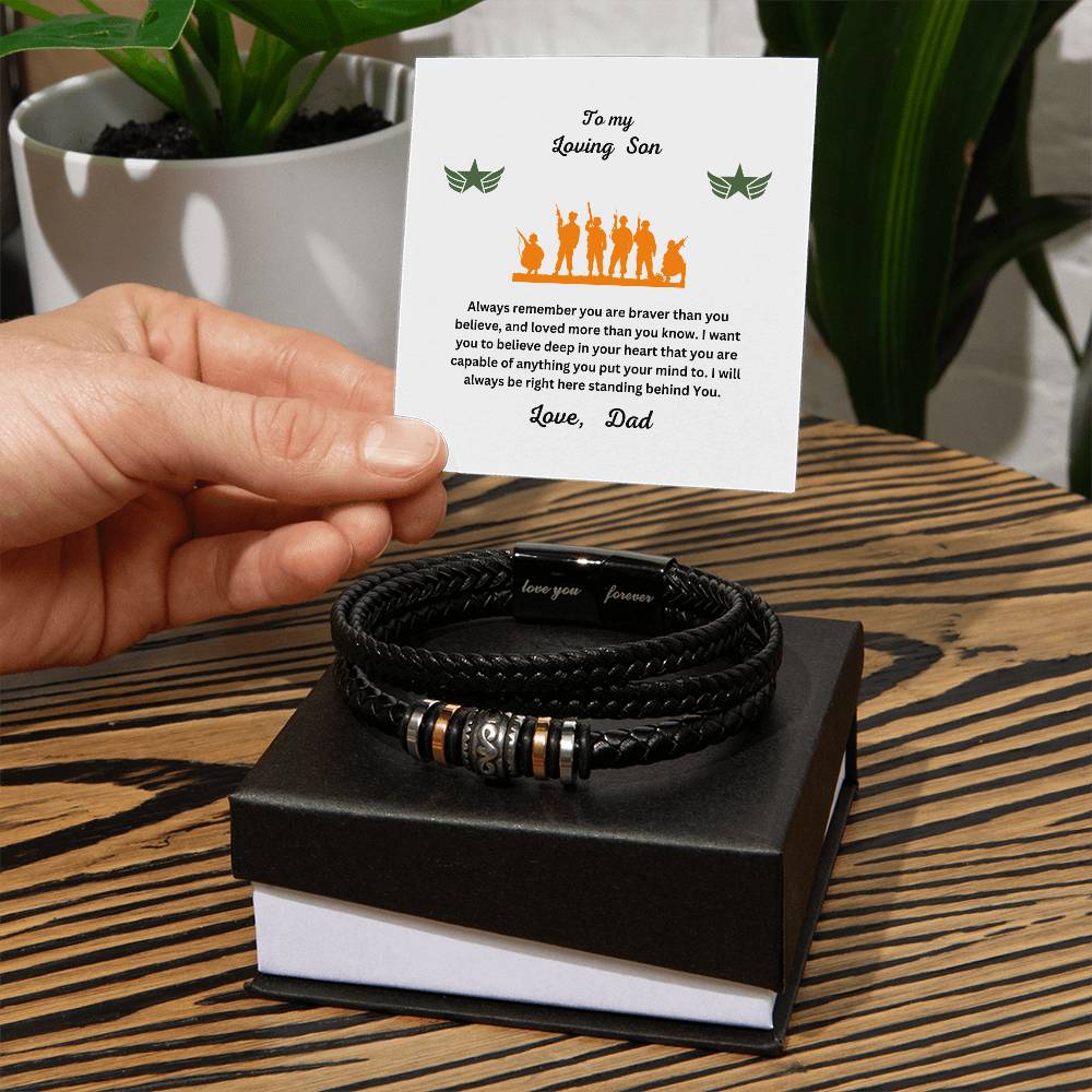 Message Card with Bracelet for your Son who serve in the armed Forces.